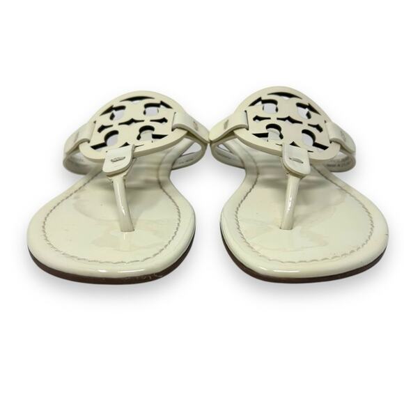 Tory Burch Patent Leather Miller Thong Slip On Sandal New Ivory 5 Women’s - Picture 4 of 13
